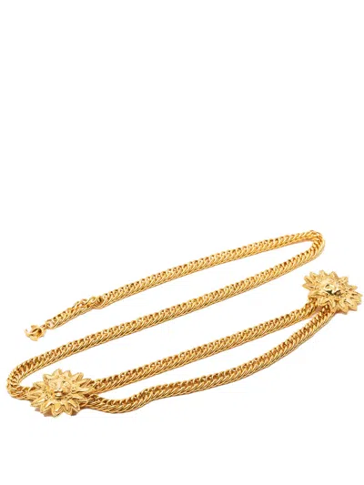 Pre-owned Chanel 1980-1990 Cc Gold Plated Double Sun Chain Link Belt
