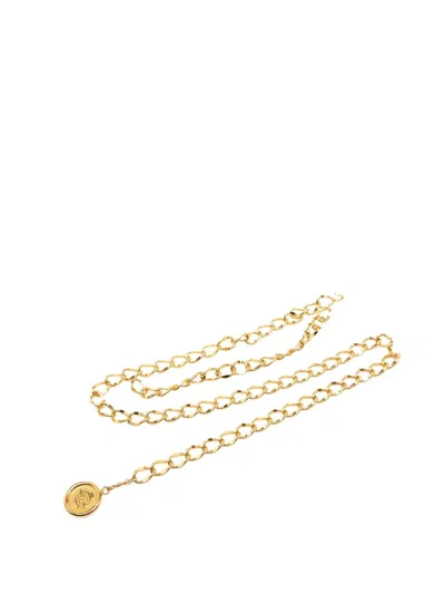 Pre-owned Chanel 1980-1990 Gold Plated Cc Medallion Chain Belt