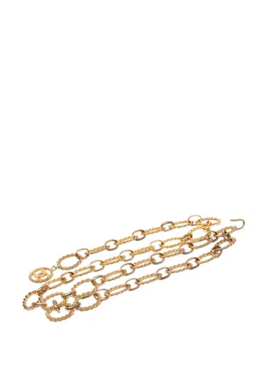 Pre-owned Chanel 1980-1990 Gold Plated Cc Medallion Chain Link Belt