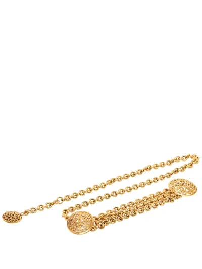 Pre-owned Chanel 1980-1990 Gold Plated Equestrian Medallion Chain Belt