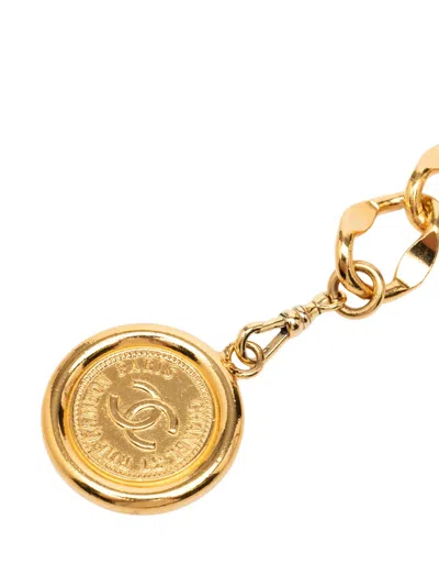 Pre-owned Chanel 1980-2010 Gold Plated Cc Medallion Chain Link Belt