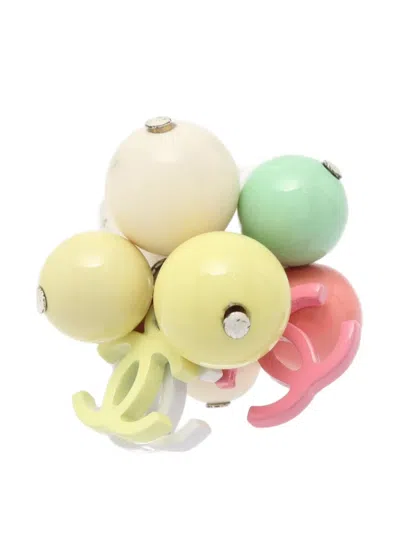 Pre-owned Chanel 19806-1988 Beaded Ring In Silver