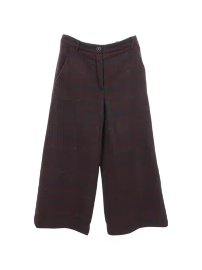 Pre-owned Chanel 19806-1988 Checked Wide-leg Trousers In Red