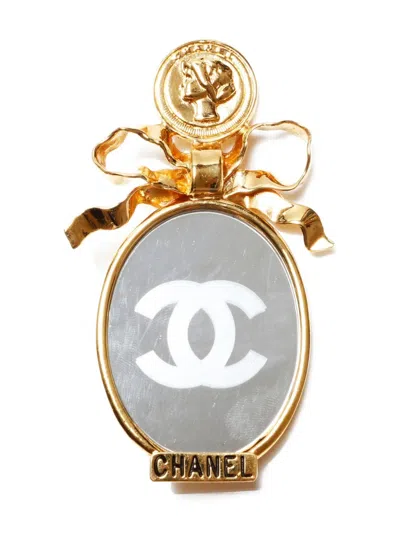 Pre-owned Chanel 1980s-2000s Cc Mark Mirror In Gold