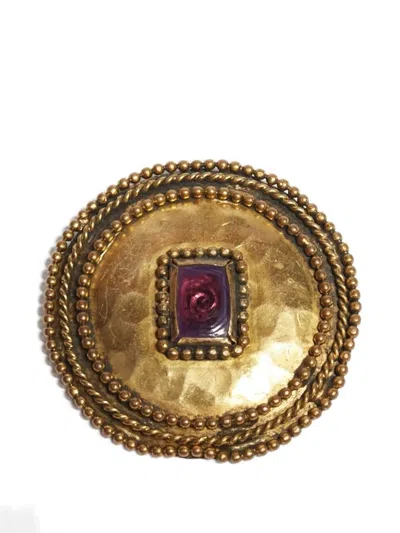 Pre-owned Chanel 1980s Bijoux Round Brooch In Gold