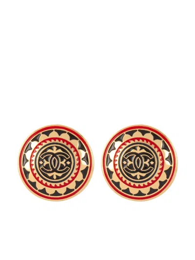 Pre-owned Chanel 1980s Cc Gold-plated Earrings