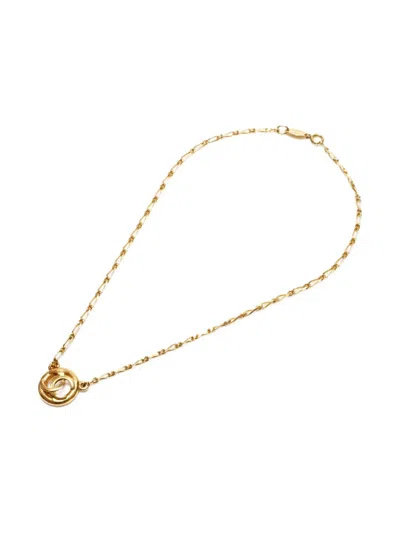 Pre-owned Chanel 1980s Cc Logo Round-pendant Necklace In Gold