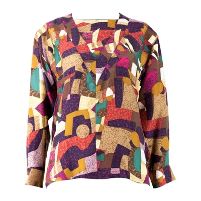 Pre-owned Chanel 1980s  Geometric Blouse In Brown