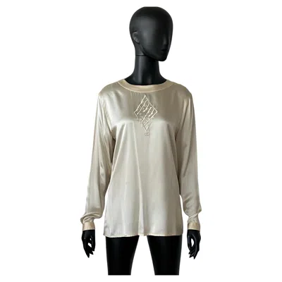 Pre-owned Chanel 1980s  Silk Blouse In Gray