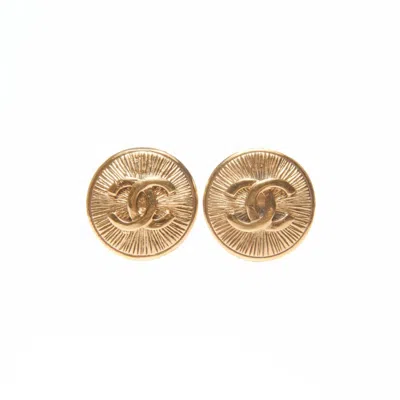 Pre-owned Chanel 1980s Coco Mark Clip-on Earrings In Gold