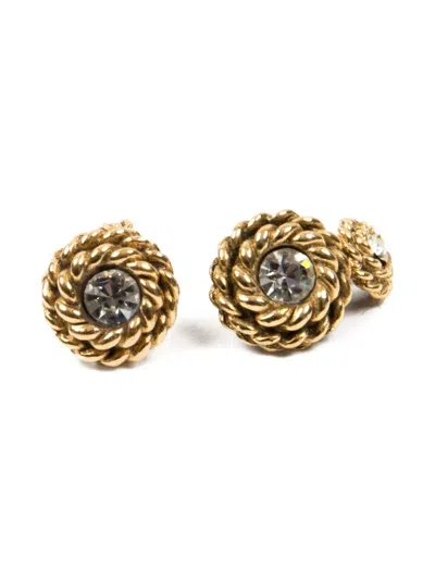 Pre-owned Chanel 1980s Crystal-embellished Cufflinks