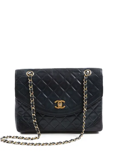 Pre-owned Chanel 1980s Double Flap Shoulder Bag In Black
