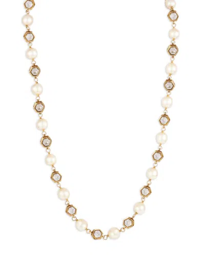 Pre-owned Chanel 1980s Faux-pearl Necklace In Gold
