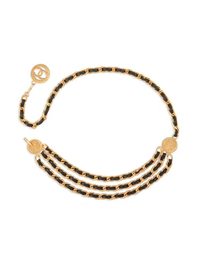 Pre-owned Chanel 1980s Interlocking-cc Belt In Gold