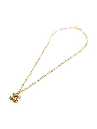 Pre-owned Chanel 1980s Interlocking Cc-pendant Necklace In Gold