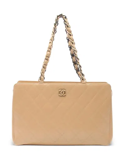 Pre-owned Chanel 1980s Matelassé Lambskin Tote Bag