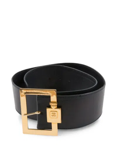Pre-owned Chanel 1980s No. 5 Bottle-motif Buckle Leather Belt In Blue