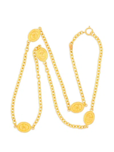 Pre-owned Chanel 1980s Oval-medallion Necklace In Gold