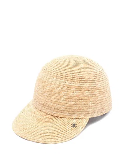 Pre-owned Chanel 1980s Straw Baseball Cap In Neutral