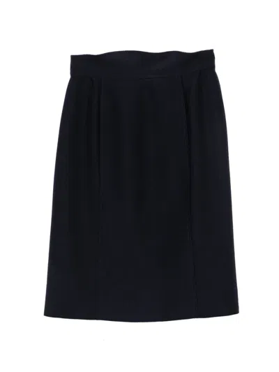 Pre-owned Chanel 1980s Waffle-knit A-line Midi Skirt In Blue