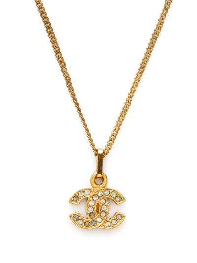 Pre-owned Chanel 1981-1985 Cc Logo Necklace In Gold