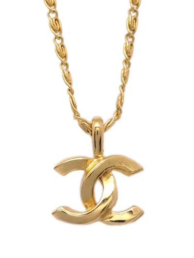 Pre-owned Chanel 1982 Cc Logo Chain Necklace In Gold