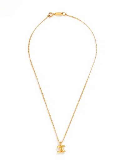 Pre-owned Chanel 1982 Cc-mark Necklace In Gold