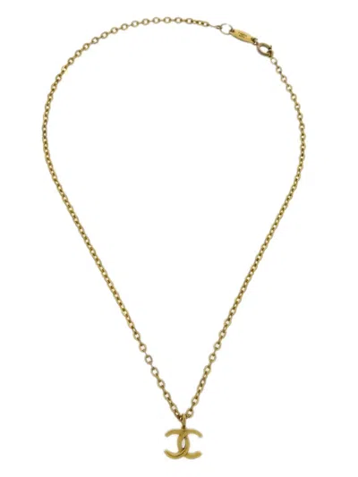 Pre-owned Chanel 1982 Cc Pendant Necklace In Gold