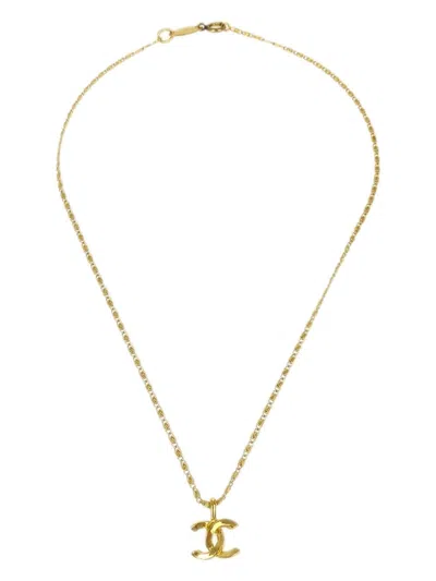 Pre-owned Chanel 1982 Cc-pendant Necklace In Gold