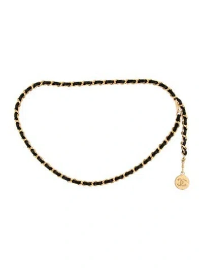 Pre-owned Chanel 1982 Interlocking Cc Logo Waist Belt In Gold