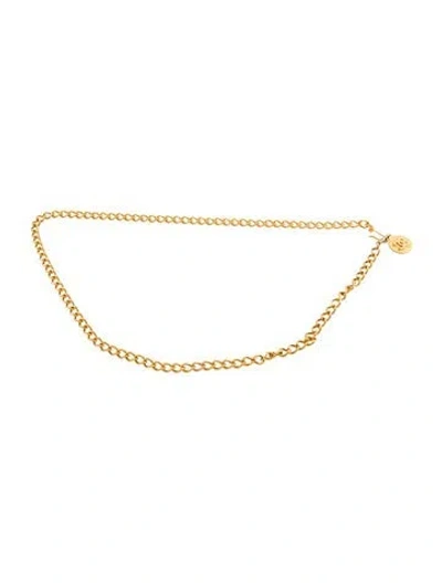 Pre-owned Chanel 1982 Interlocking Cc Logo Waist Belt In Gold