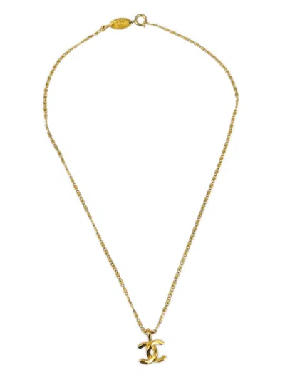 Pre-owned Chanel 1982 Mini Cc Logo Necklace In Gold