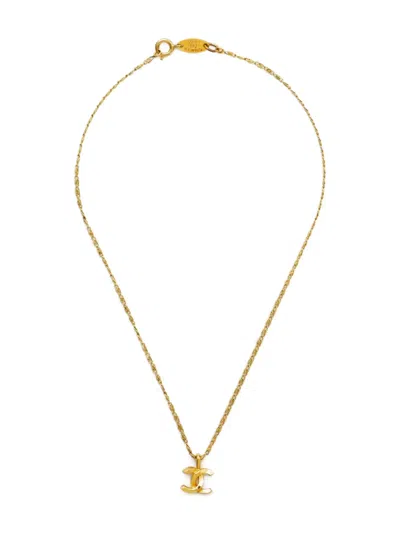 Pre-owned Chanel 1983-1990s Cc Mark Necklace In Gold