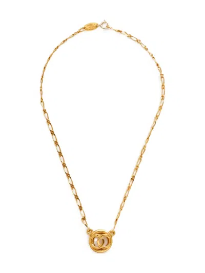 Pre-owned Chanel 1983 Cc-mark Necklace In Gold