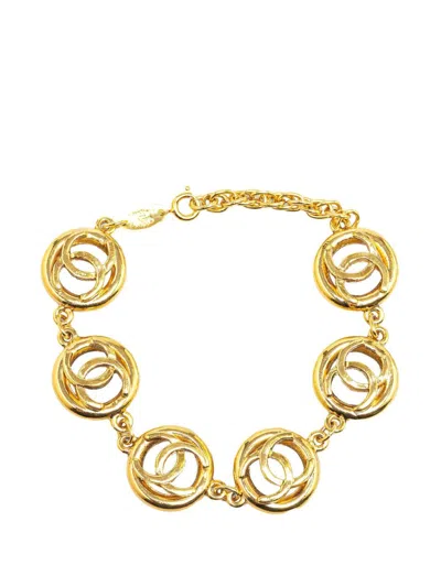 Pre-owned Chanel 1983 Gold Plated Cc Chain Costume Bracelet In 金色
