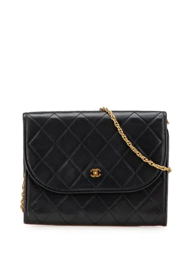 Pre-owned Chanel 1984-1986 Mini Cc Quilted Lambskin Round Flap Crossbody Bag