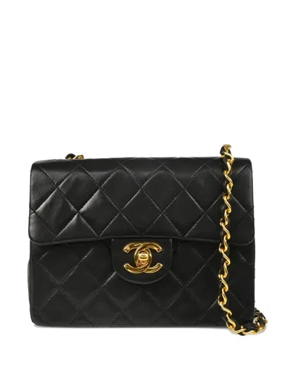Pre-owned Chanel 1985-1990 Mini Classic Square Flap Bag In Black