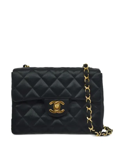 Pre-owned Chanel 1985-1990s Mini Classic Square Flap Shoulder Bag In Black