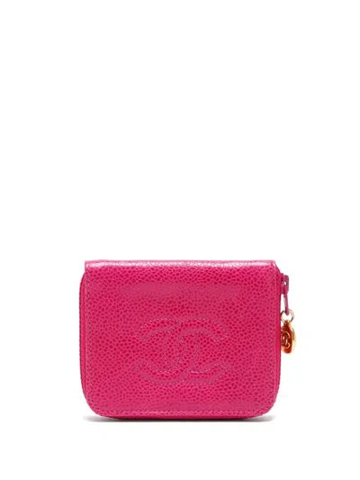 Pre-owned Chanel 1985-1993 Cc Leather Wallet In Pink
