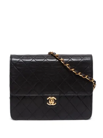 Pre-owned Chanel 1985-1993 Half Flap Shoulder Bag In Black