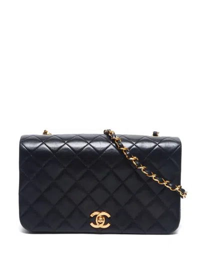 Pre-owned Chanel 1985-1999 Full Flap Shoulder Bag In Black