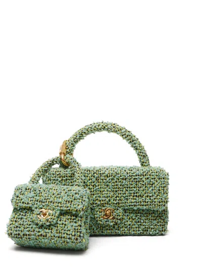Pre-owned Chanel 1985-1999 Parent & Child Handbag In Green