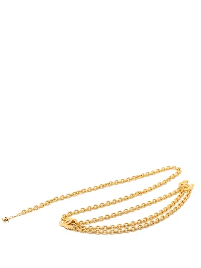 Pre-owned Chanel 1985 Gold Plated Triple Cc Chain Belt