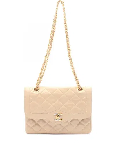 Pre-owned Chanel 1986-1987 Classic Double Flap Shoulder Bag In Neutral