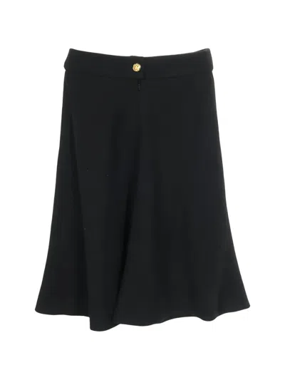 Pre-owned Chanel 1986-1988 A-line Midi Skirt In Black