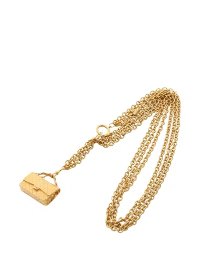 Pre-owned Chanel 1986-1988 Bag-charm Necklace In Gold