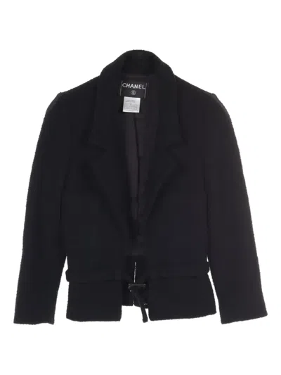Pre-owned Chanel 1986-1988 Belted Jacket In Black