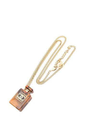 Pre-owned Chanel 1986-1988 Bottle-pendant Necklaces In Gold