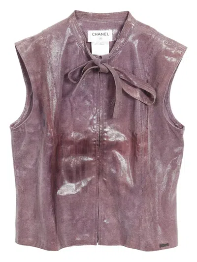 Pre-owned Chanel 1986-1988 Bow-embellished Vest In Purple