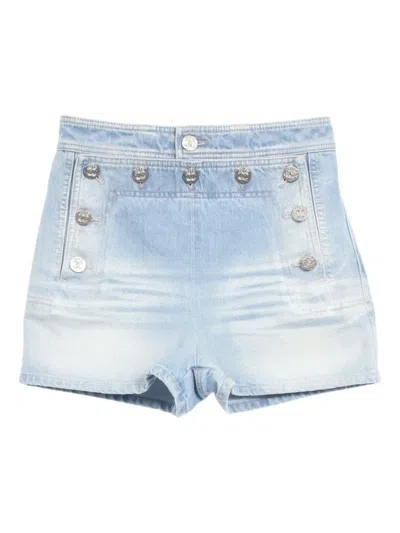 Pre-owned Chanel 1986-1988 Button-detail Denim Shorts In Blue